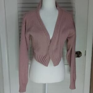 SHEIN Pink Open Front Cropped Cardigan L Casual Classic Preppy Winter Barbiecore